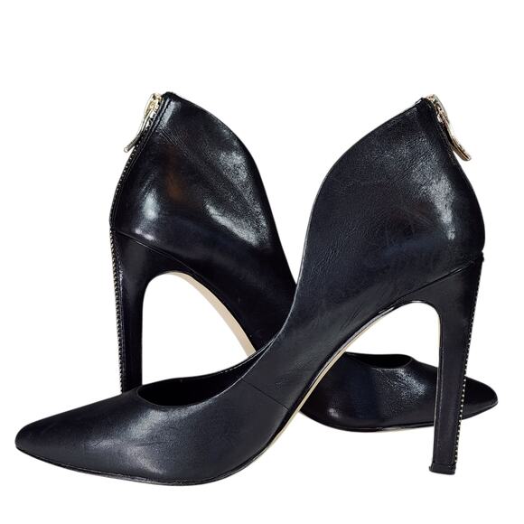 BDBGeneration Pump sz 6 Women‎ Conrad Stilleto Heel Black Leather Gold Zipper 4" - Picture 6 of 12
